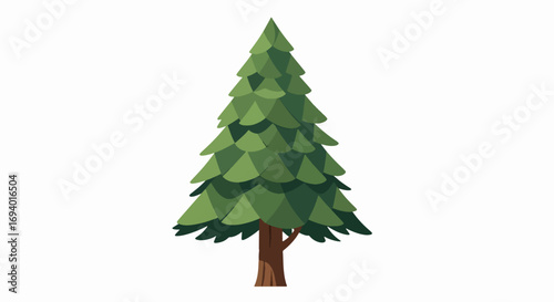Detailed Pine Tree Illustration with Textured Foliage, Natural Forest Evergreen Vector Graphic