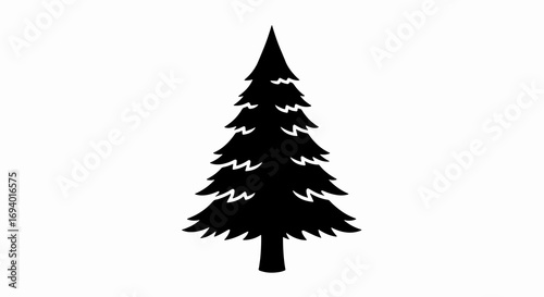 Detailed Pine Tree Silhouette Vector Graphic, Evergreen Forest Outline