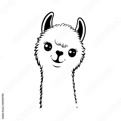 alpaca. alpaca simple black and white line art vector logo