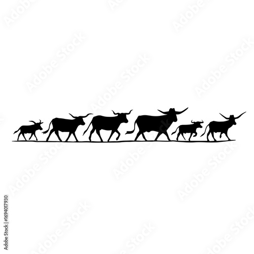 cattle. cattle simple black and white line art vector logo
