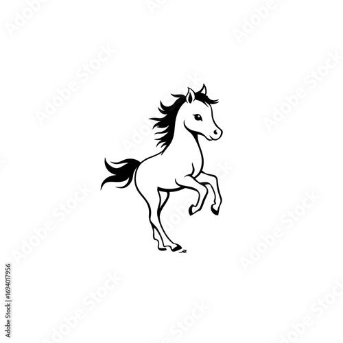 foal. foal simple black and white line art vector logo