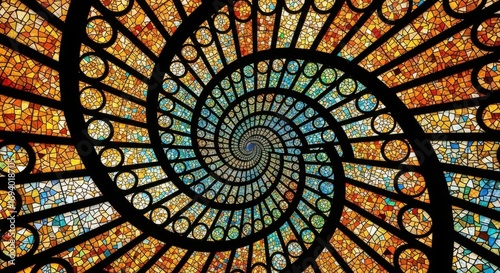 Kaleidoscopic Spiral Staircase of Light and Color