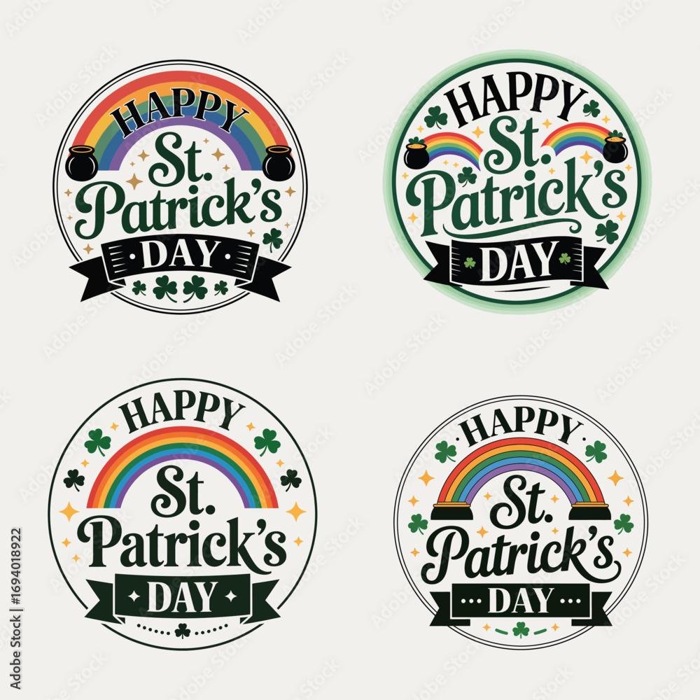 Obraz premium St Patricks Day Rainbow Pot Clover Designs pot of gold