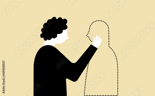 One person remembering dear ones illustration