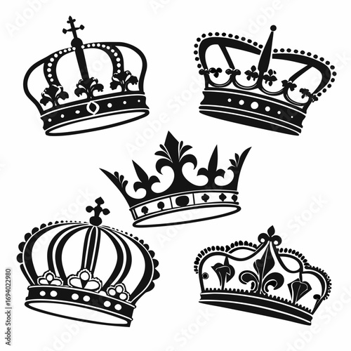 Canvas Print Black royal crowns emblems ornate silhouette