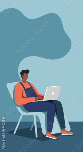 Person working on a laptop in a relaxed setting, embodying remote work, freelancing, and digital productivity. Great for business, education, and lifestyle content.