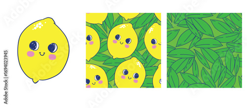 Hand Drawn lemon seamless pattern kids print vector illustration trend design for t shirt printing, graphic design