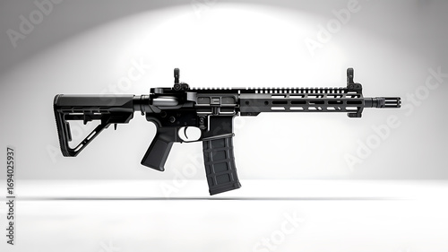 Modern black ar-15 style rifle with tactical accessories for defense and sport