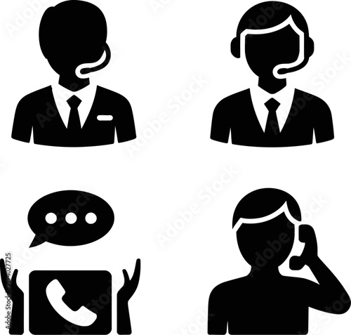 Customer service icons representing communication and support