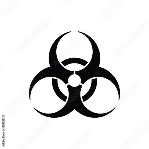 Biohazard symbol on white background, a universal sign for hazardous biological materials and infectious agents