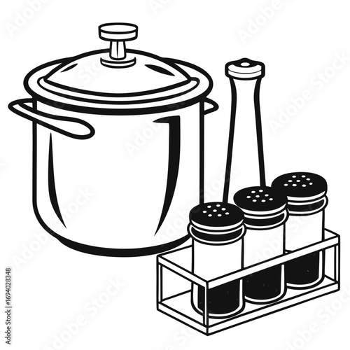 Kitchen pot and spice shakers set cooking salt