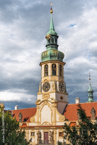 Canvas Print Explore the architectural beauty of Prague, Czech Republic, featuring the iconic tower of Loreta Monastery