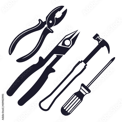 Pliers hammer and screwdrivers tool set tools repair