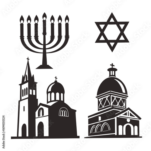 Synagogue Menorah Star of David Churches christian