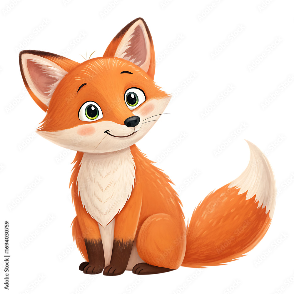 Obraz premium Cute red fox cartoon illustration vector design character wildlife animal