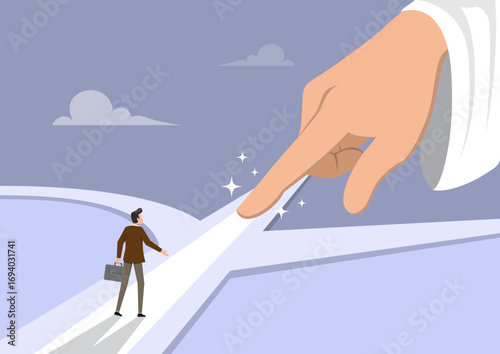 Jesus's hand points its index finger to illuminate a path