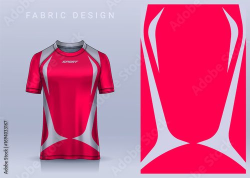 Fabric textile design for Sport t-shirt, Soccer jersey mockup for football club. uniform front view.	