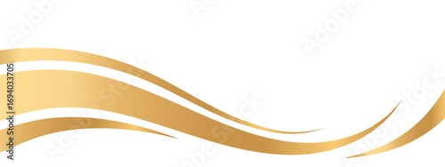 Golden waves and swooshes with shiny gradient for a luxurious border or footer on a certificate, banner