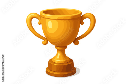 Golden trophy cup award for victory and success. 3D cartoon vector illustration for a champion. First place prize in a competition. Symbol of achievement and winning.