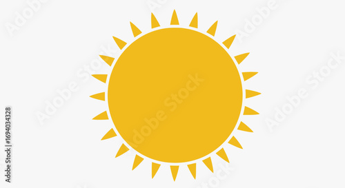 Bright Yellow Sun Icon with Triangular Rays, a Simple Flat Graphic Design Element