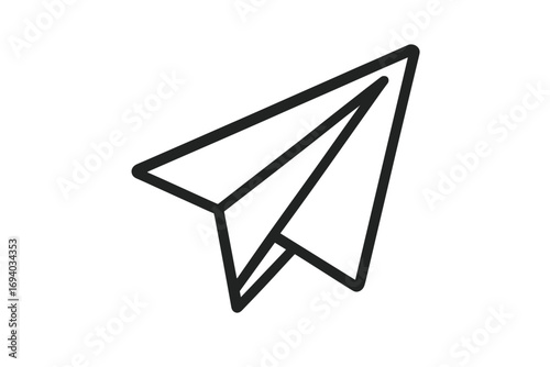 Paper airplane icon, send message symbol. Vector line art for communication, mail, and social media. Metaphor for travel, freedom, startup launch, and direct message.