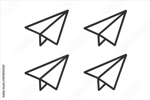 Paper airplane line icon set. Direct message symbol. Communication concept for social media, email, chat app. Origami flight, travel, freedom, startup launch vector illustration.