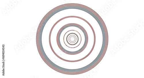 Red and blue striped concentric circles creating a hypnotic tunnel effect with a textured center.