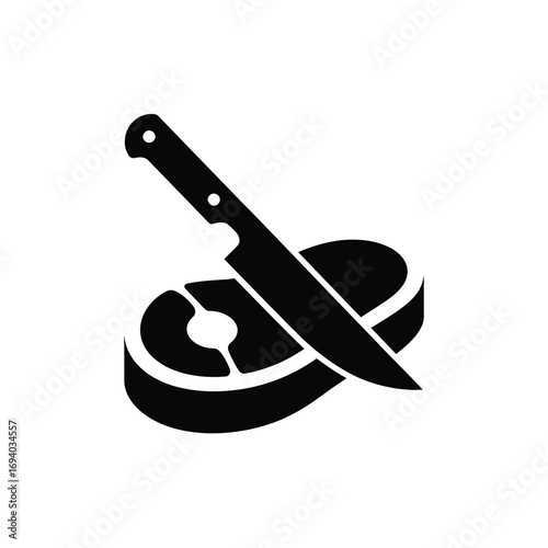 Black silhouette of a steak and knife icon