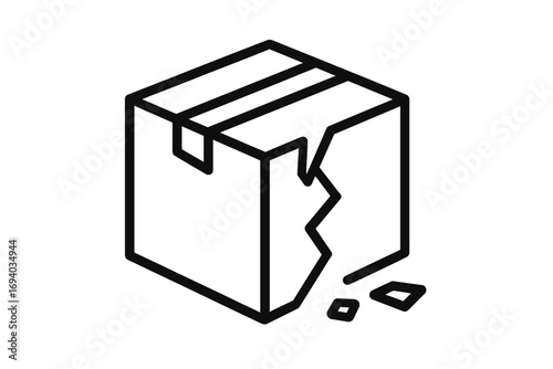 Broken box icon. Damaged package symbol. Fragile parcel concept for delivery and shipping. Vector for logistics problem, insurance claim, return, poor handling. Crate.