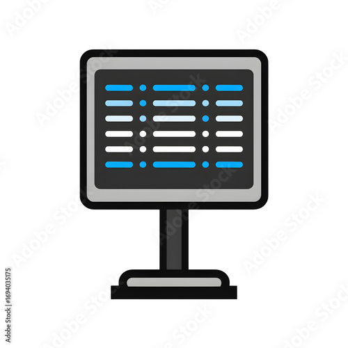 Data display monitor isolated on transparent background
