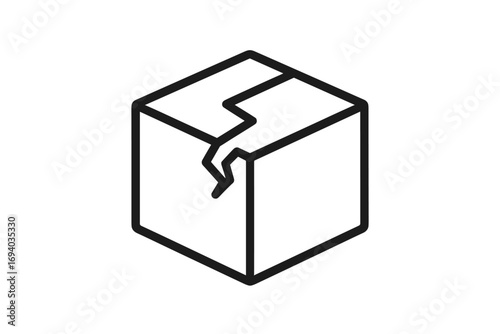 Broken box line icon. Damaged package symbol. Fragile cargo concept. Shipping and delivery problem. Logistic error sign. Thin line vector illustration for web and apps.