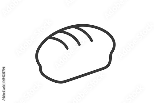 Bread loaf line icon. Bakery symbol. Minimalist pictogram for web design. Fresh baked food concept. Pastry, dough, wheat, grain. Vector outline illustration for bakehouse.