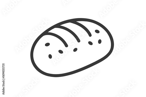 Bread loaf line icon. Vector bakery symbol for food logo, menu, or web design. Minimalistic pictogram of fresh bake. Cartoon illustration for graphic design, apps, banners.