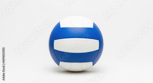 Free Download Blue and white volleyball in center view on white background, featuring panels and seams in clear, simple design - GFXLoad