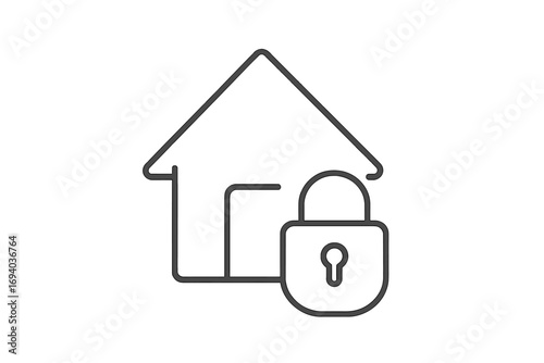 House and lock icon. Home security, property protection concept. Real estate safety symbol. Private property, insurance, secure, smart home, mortgage vector graphic.