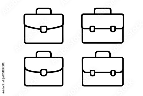 Business briefcase line icon set. Professional portfolio bag symbols for corporate work and office. Minimalist vector graphic for job, career, employment, and finance concepts.