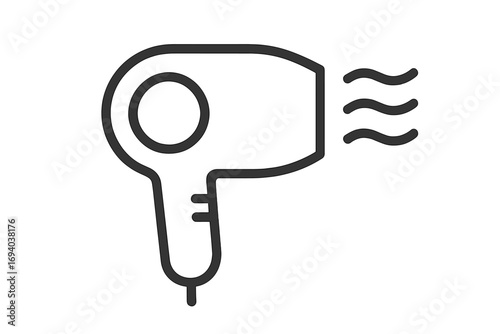 Hair dryer line icon vector. Blow dryer symbol for hair care and drying. Beauty salon equipment, hairstylist tool. Minimalist hot air pictogram for web, app design.