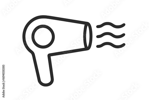 Hair dryer minimalistic outline icon. Vector graphic for web design, apps, banners, social network. Blow dryer symbol for hairdressing, salon, beauty, and hair care concept.