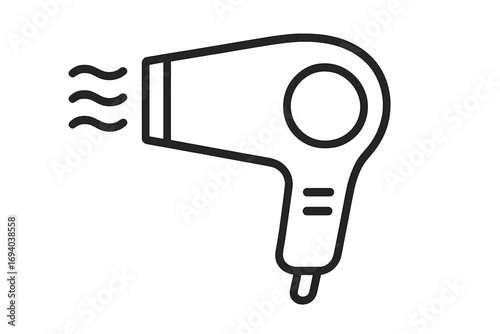 Hair dryer line icon, blow dryer vector symbol. Hair care appliance and hairstyling tool for hairdresser. Beauty salon equipment. Minimalistic outline pictogram for web design.