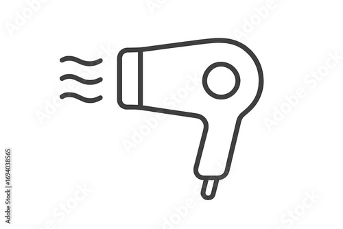 Hair dryer line icon, blowdryer symbol. Minimal vector illustration for web design, apps. Hair care, beauty salon equipment pictogram. Simple outline graphic of blow dryer.