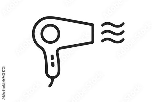 Hair dryer icon vector. Blow dryer line symbol. Hairdresser and barbershop tool for drying hair. Beauty salon equipment pictogram for web, app, ui. Hair care appliance.
