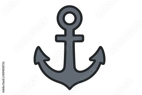 Anchor icon flat vector graphic illustration. Nautical marine symbol for sea, ocean, boat, or ship. Maritime naval equipment cartoon design element. Stability, hope concept.