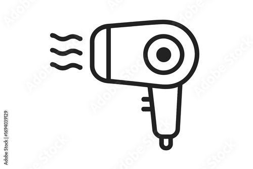 Hair dryer line icon. Blow dryer vector symbol. Beauty salon appliance. Hair care and styling concept. Pictogram for web, graphic design, apps. Minimalist outline illustration.