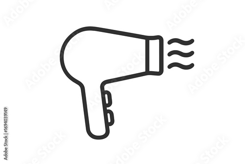 Hair dryer line icon. Minimalist blow dryer symbol. Vector pictogram for web, graphic design. Hair care, hairstyling tool. Salon, barbershop equipment. Hot air appliance.