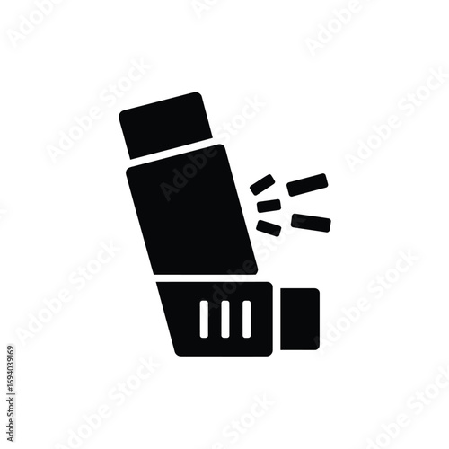 Asthma inhaler icon spraying medication for breathing relief