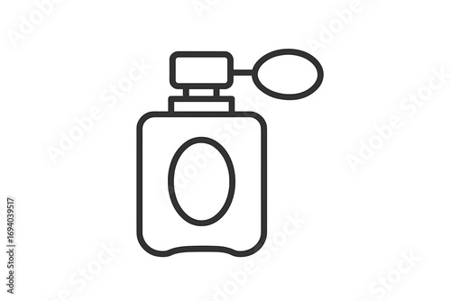 Perfume bottle line icon vector illustration. Classic spray bottle with atomizer for fragrance, scent, and aroma. Beauty, cosmetic, and glamour concept for graphic design.