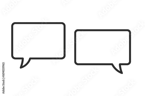 Speech bubble icon set. Chat bubbles for dialogue and communication. Vector line illustration for messaging app, web design, or presentation. Minimalist outline graphic element.