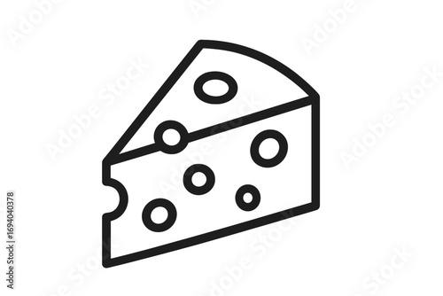 Cheese icon. Minimalistic linear sign. Swiss cheese for web and graphic design, apps, banners, social network. Vector food illustration. Dairy product concept. Logo.