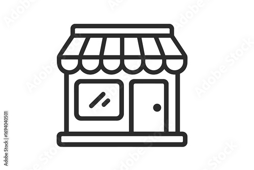 Shop line icon for web and mobile app. Storefront symbol for e-commerce, online shopping. Retail business concept. Minimalist vector illustration of a market, boutique.
