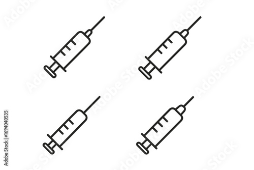 Syringe line icon set. Medical injection, vaccination concept. Vector for healthcare, medicine, hospital, clinical design. Seamless pattern for web, app, pictogram.